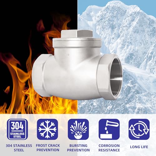 2-1/2" NPT Horizontal Check Valve, Stainless Steel Non Return Swing Check Valve, Level One Way Counterflow Valve to Prevent the Medium Backflow for Oil Water Gas Air（2-1/2", DN65） - size: 2-1/2"-NPT