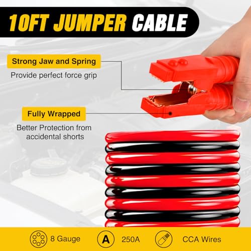 Nilight Car Emergency Kit with Jumper Cable, First Aid Kit Safety Assistance Tools for Travel Camping Outdoor Cars Truck SUV RV, Roadside Essentials with Flash Light - color: Essential Kit+Digi Air Compressor+Tire Fuse kit