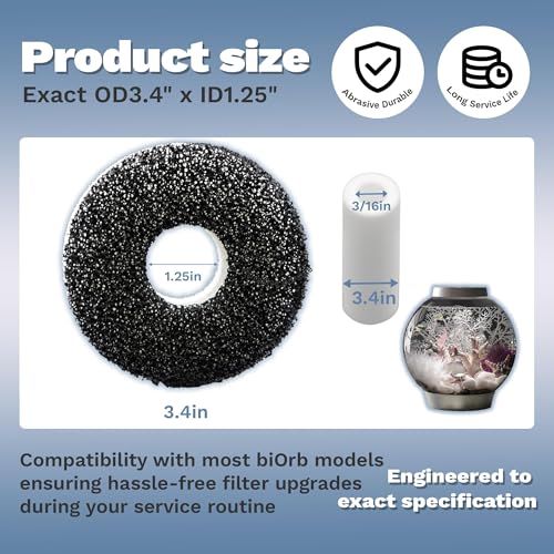 Aquarium Filter Replacement Kit 10 Foam 10 Carbon Rings with 10 Air Stones for Biorb Aquariums Compatible Media Replacement Service Accessories