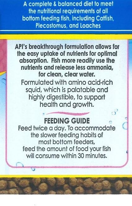 API BOTTOM FEEDER PELLETS WITH SQUID Fish Food 7.9-Ounce Container - size: 7.9 Ounce (Pack of 1), style: Bottom Feeders