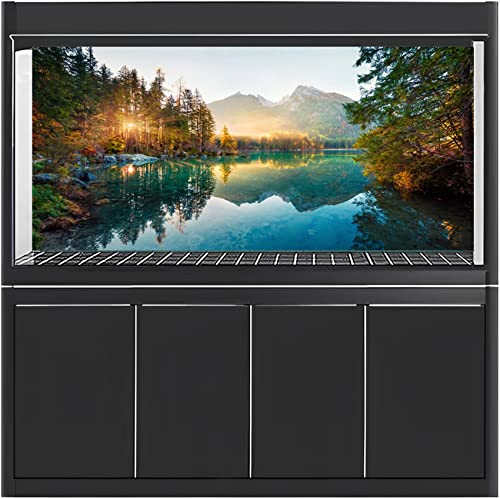 AWERT 24x12 inches Nature Landscape Aquarium Background River Mountain Autumn Scenery Fish Tank Background Vinyl Background - size: 24x12in/60x30cm
