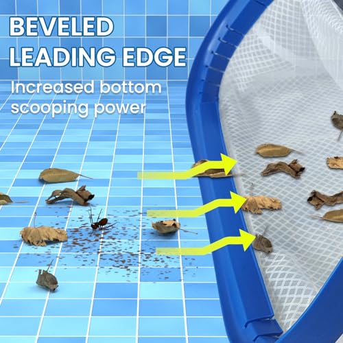 Poolvio 17.5" Pool Net – Heavy Duty Leaf Net with Aluminum Frame with Diamond-Pattern Ultra-Fine Soft Mesh Bag – Pool Cleaning Net for Leaves, Sand, Pollen & Small Debris (No Pole) - size: 17.5" Standard Pool Net