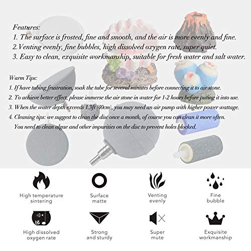3.1 Inch Updated Crazy Air Mineral Ball Stone Cylinder Bubbler Plus Diffuser Aquarium Fish Tank Hydroponics Pump Airstones Diffuser 3/16" 5/16" Hose ID - size: 3.1"