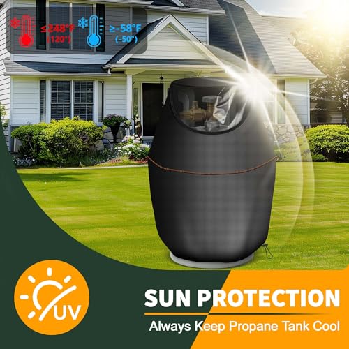 20 lb Propane Tank Cover Fits Standard Propane Tanks Waterproof,Garden 420D Oxford Fabric Propane Tank Storage Box with Windproof Drawstring,34x45cm - size: 34x45cm