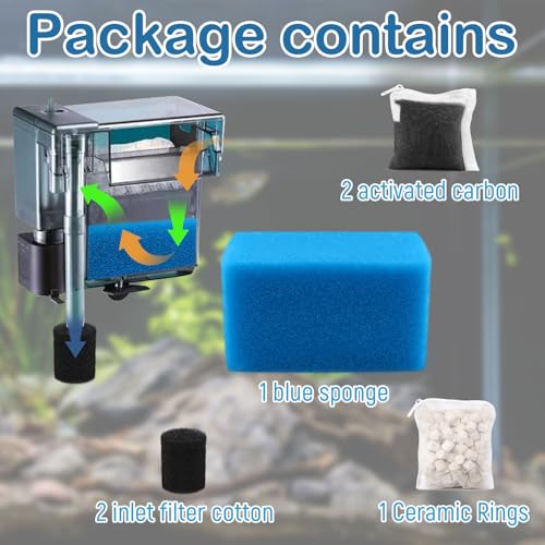 Aquarium Media Maintenance Kit Replacement for Fluval AC70 Power Filter, Includes 1 Blue Foam Filters, 2 Intake Strainer Sponge,1Pack Ceramic Rings and 2 Pack Activated Carbon, for 70 Gallon Aquariums
