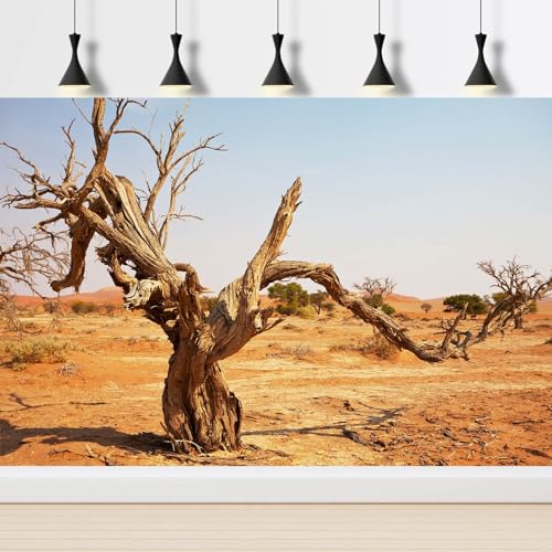 Reptile Habitat Background Orange Desert Terrarium Background Aquarium Background Dead Tree Backdrop Durable Polyester Background Decor Vinyl 24x12in - color: Brown, size: 24(W)x12(H)inches/ 60(W)*30cm(H)