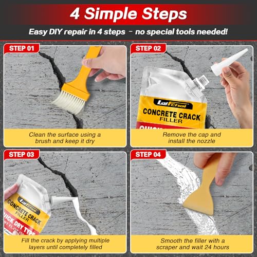 Concrete Crack Filler, Cement Crack Filler, Fast-Drying Crack Filler, Self-Leveling Caulking Sealan Effectively Repairs Cracks in Driveways, Sidewalks, Patios, and Window Sills (6 Pack - 6.6LB) - style: 6 Pack - 6.6LB