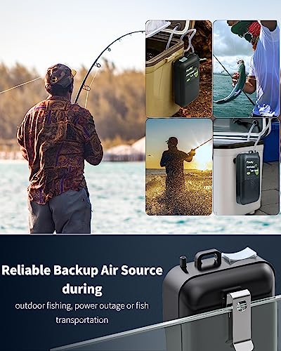 Pawfly Aquarium Battery Air Pump 40 GPH Oxygen Pump for 5 to 30 Gallon Fish Tank Portable Aerator Pump for Outdoor Fishing and Fish Transportation, Battery Not Included (Accessories Inside The Pump)