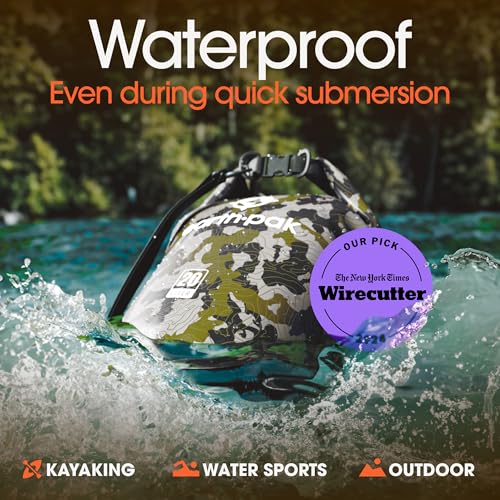 Earth Pak Waterproof Dry Bag - Roll Top Waterproof Backpack Sack Keeps Gear Dry for Kayak with Waterproof Phone Case - color: Camo, size: 20L