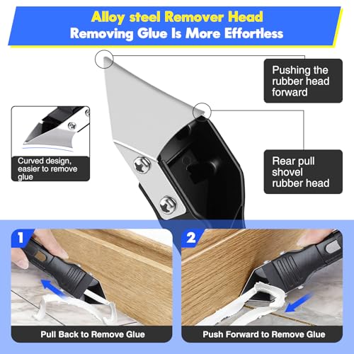 Silicone Caulking Tool Kit 3 in 1, Glass Glue Angle Scraper, Stainless Steelhead Caulk Remover and Sealant Scraper, for Kitchen Bathroom Window and Frames Sealant Seals - style: Classic with Scraper — Set