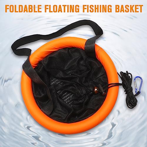 Dovesun Floating Fishing Basket, Collapsible Fishing Net Portable Nylon-mesh | Coated Nylon Net Bait Storage Cage for Keeping Crayfish Minnows Leaches and Other Live Baits - color: 5 Gallons-1pcs(Small Minnow Bait Bag), size: Diameter of the bottom: 9.8"