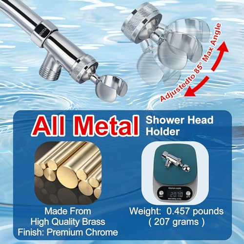 Shower Head Holder All Metal, Brass Adjustable Shower arm Bracket for Handheld, Hand held Showerhead Holder (B-Style Shower Arm Mount Premium Chrome - style: B-Style Chrome