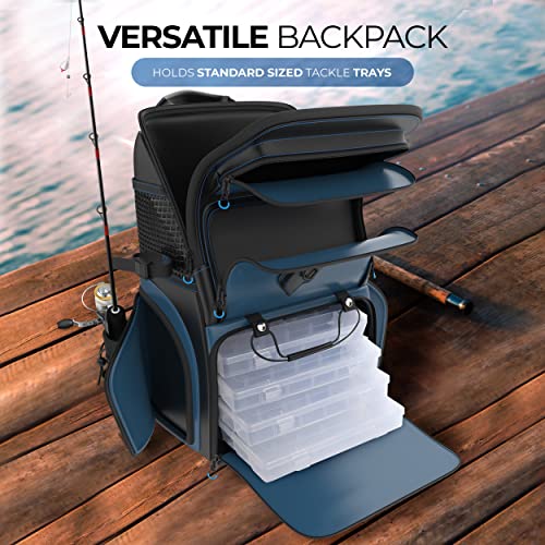 Reaction Tackle Fishing Tackle Bag – Salt Water Resistant Fishing Bag, 1000D PVC Waterproof Material, Tackle Box Organizer with Dividers for 3600 or 3700 Trays - color: E: Backpack (without trays)