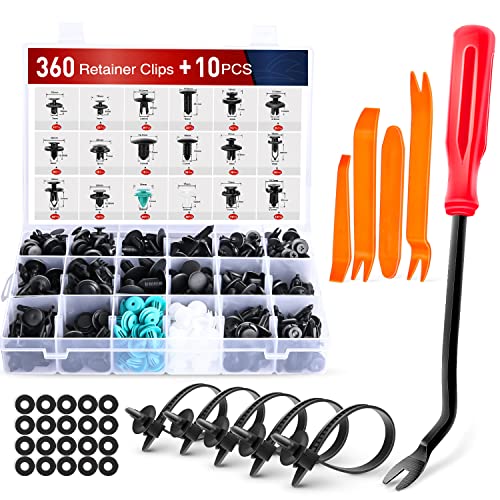 Nilight 360Pcs Car Retainer Clips Fastener Remover Kit - 18 Most Popular Sizes Auto Push Pin Rivets for Benz BMW Toyota Honda Subaru Nissan Mazda - color: 360PCS Clips + Remover