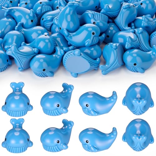 Geelin 50 Pcs Mini Resin Whale Figurines Bulk Tiny Resin Whale Figurines Small Ornament Sea Creatures Charms Figure Tiny Blue Ocean Animals for Landscape Fish Tank Aquarium Garden Desktop - style: Whale