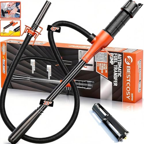 Portable Transfer Pump Battery Operated Electric Siphon Pump for Gas, Fuel, Diesel, Water Transfer 2.4 GPM Flow Oil Extractor, 47" Hose-Easy to Use Hand Fuel Pump, Multi-Use Siphon Transfer Pump - size: 1 Pack Orange Black