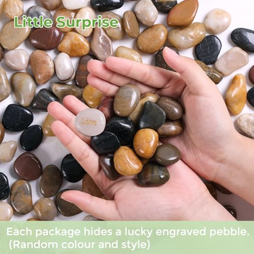SIDONG 5 LB Mixed River Rocks, 0.4-1.2 Inches Highly Polished Pebbles for Indoor Plants, Decorative Stones for Plants, Fish Tank, Vases, Home Décor, Crafting, Garden Landscaping - color: Mixed, size: 5 lbs,0.4-1.2inch