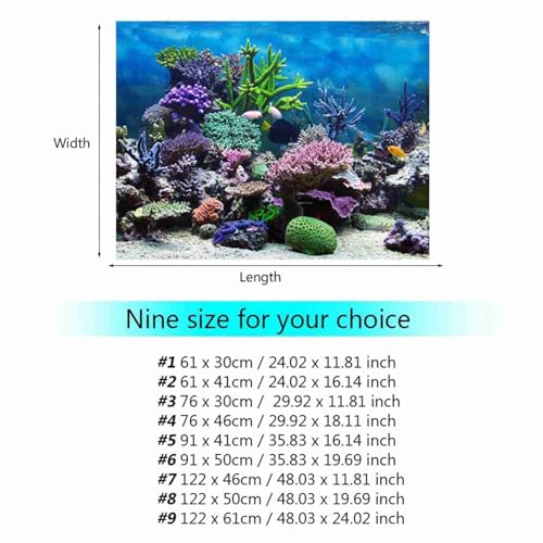 Keenso Aquarium Background,Fish Background,3D Aquarium Background,50 Gallon Fish, 50 Gallon Aquarium,Backdrop Decoration Paper Cling Sticker Pictures - size: 61*41cm