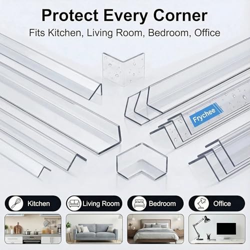 6PCS Clear Self-Adhesive Night Stand Corner Protectors，Corner Guards & Edge Protector for Wall Door Frame Cabinet Baseboard & Door, Table, Stair (2.5x40.6cm/1.0x16in) - color: Clear, size: 2.5x40.6cm/1.0x16in