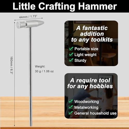 Small Hammer for Tuning Kalimba Thumb Piano, Craft hammer Mallet for Small Projects, Jewelry Making, Watch Band, Handcraft, 2 Pcs - color: 6.3" Little Hammer, 2 Pcs