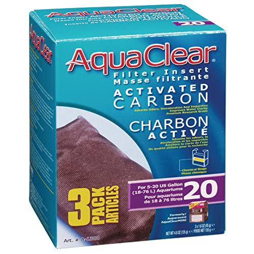 Aqua Clear AquaClear 20 Activated Carbon Inserts, Aquarium Filter Replacement Media, 3-Pack, A1380 - color: Black, size: 3 Count (Pack of 1)