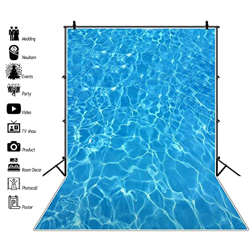 AOFOTO 3x5ft Shining Blue Sea Water Ripple Background Surface of Swimming Pool Photography Backdrop Ocean Marine Style Adult Kid Baby Boy Girl Portrait Photoshoot Studio Props Video Drape Wallpaper - size: 3x5ft
