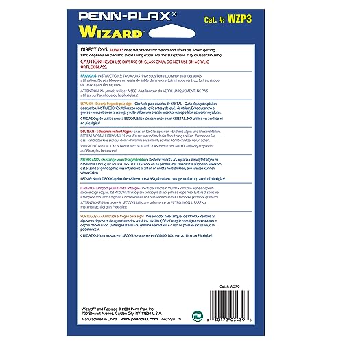 Penn-Plax WZP3 Wizard Scrubber Pad – for Glass Tanks Will not Scratch Aquarium Surfaces – Removes Accumulated Grime - 6” x 9”
