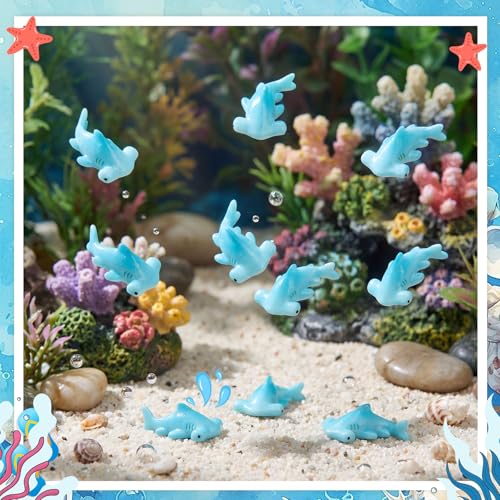 Geelin 50 Pcs Mini Resin Hammerhead Shark Figurines Tiny Resin Figurines Small Ornament Charms Figure Tiny Animals for Landscape Aquarium Garden Desktop Birthday Party - style: Hammerhead Shark
