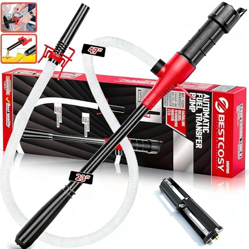 Portable Transfer Pump Battery Operated Electric Siphon Pump for Gas, Fuel, Diesel, Water Transfer 2.4 GPM Flow Oil Extractor, 47" Hose-Easy to Use Hand Fuel Pump, Multi-Use Siphon Transfer Pump(Red) - size: 1 Pack Red