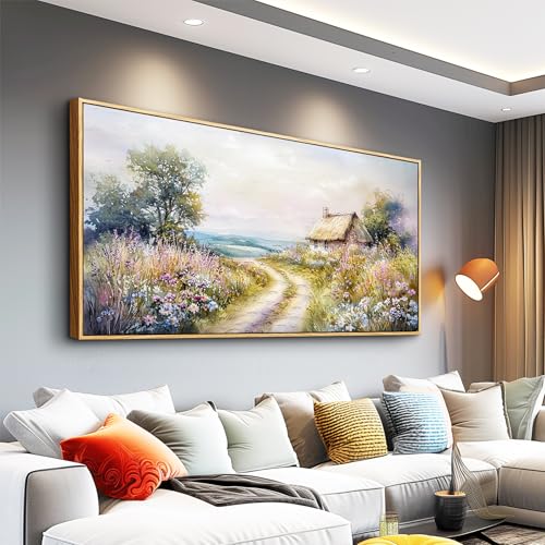 ZUITINGHUA Large Wood Framed Wall Decor For Living Room Canvas Wall Art For Office Modern Wall Decorations For Bedroom Country Road Landscape Painting Farmhouse Pictures Artwork Home Decor 24x48 In - color: Country Road Wood Framed, size: 48"L x 24"W