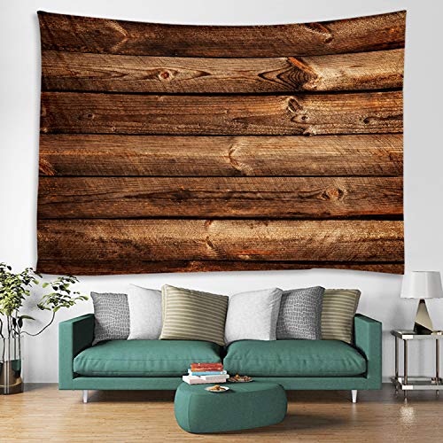 WODEJIA Fabric Tapestry Decorative Wall Art Tablecloth Bedspread Picnic Blanket Beach Throw Blanket for Bedroom Hall Dormitory Living Room Hanging 91 x 71 Inches Brown Wooden Wall Print - color: Brown Wooden Wall, size: 91"L x 71"W