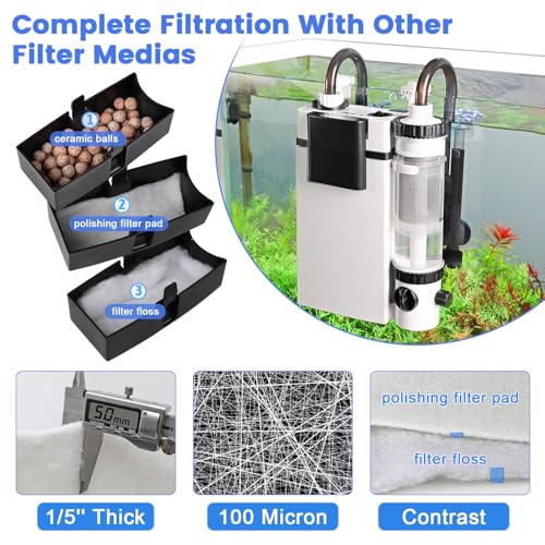 hygger 100 Micron Aquarium Filter Pad Extra Fine Filter Floss for Fish Tank Poly Filter Media Wool Water Polishing Felt 12"x 40" - size: 12"x40"