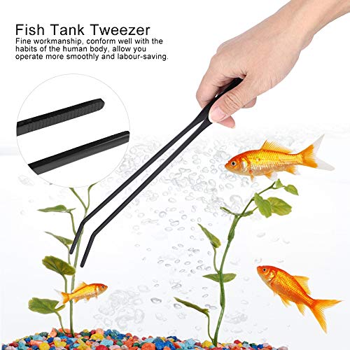 Aquarium Scissors Tweezers Stainless Steel Sharp Trimming Tools for Water Plants Maintenance in Fish Tank Landscape Tank 4 Pieces Set (Bent clamp)