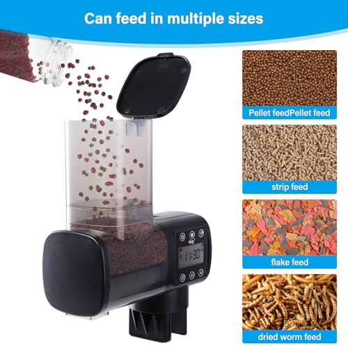 hygger Automatic Fish Feeder for Aquarium: Auto Fish Food Dispenser with Timer,quantitative and Fixed-Point Feeding System for Betta Turtle Small Tank - Aquarium Vacation Feeder with 3 AAA Batteries