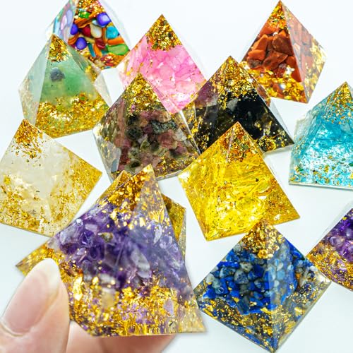 1.18inch Mini Natural Crystal Pyramid Statue Crafts Quartz Amethyst Chakra Crystal Pyramid Shape Meditation Tool Home Decoration Ornaments Gifts (Amethyst Cornucopia 1.18inch 12PCS) - color: Amethyst Cornucopia 1.18inch 12pcs