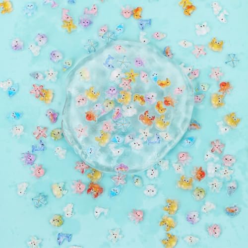 150pcs Mini Resin Animal Figures Miniature Ocean Statues Mixed Marine Animal Ornaments Tiny Sea Animals Set for Aquarium Fish Tanks Dollhouses Gardens Landscape DIY Crafts Nail Art Decor