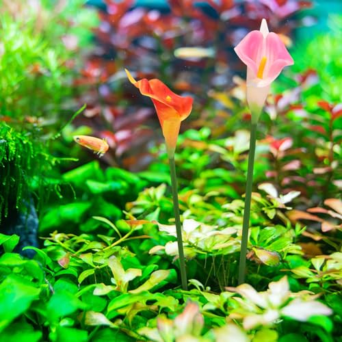 Ipetboom Betta Fish Beds, 2pcs Artificial Flowers Betta Hammock Betta Fish Leaf Hammock