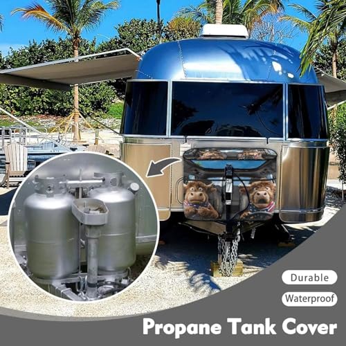 American Yak Double 20lb RV Propane Tank Cover with Zipper Weather Resistant Gas Cylinder Cover Four Seasons General - color: American Yak, size: S(20LB)