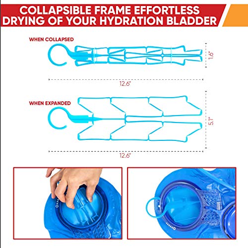 Reservoir Hydration Bladder Cleaning Kit - 6-In-1 Water Reservoir Cleaning Kit Of 3 Brushes, Collapsible Frame, (12) Cleansing Tablets & Carry Pouch - Cleaner Set For Back Pack Bladder