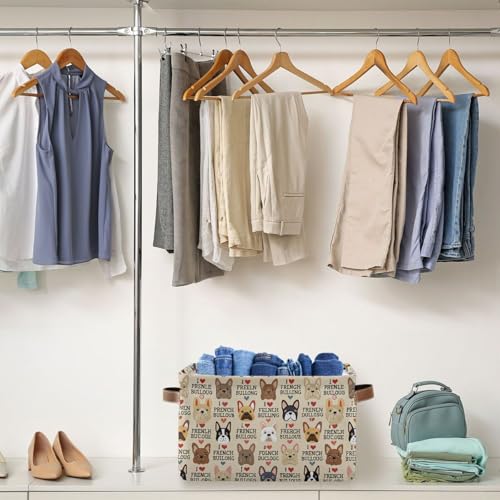 French Bulldog Pattern Rectangle Storage Bin, 15 x 11 x 9.5 in, Collapsible Organizer Storage Basket for Home Décor - color: French Bulldog Pattern, size: 1 PCS