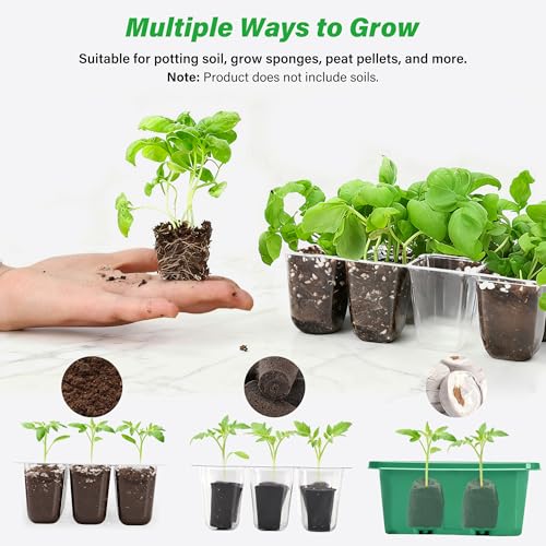 Bonviee 5-Pack Seed Starter Trays, Seed Starter Kit with Adjustable Humidity Dome and Base Indoor Greenhouse Mini Propagator for Seeds Growing Starting (12 Cells Per Tray, Green) - color: Green, size: 5 Packs, NO light