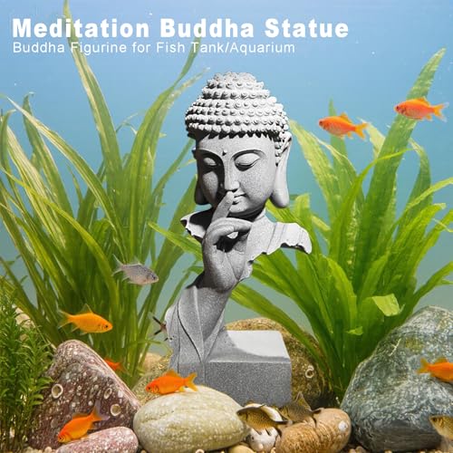 Aquarium Buddha Statues Zen Garden Meditation Sculpture Yoga Figurine Stone Fengshui Decor for Fish Tank Desktop Bonsai Home Indoor Outdoor Spiritual Meditating Gift Ornaments Medium - size: 3.46"L x 2.68"W x 8.07"H