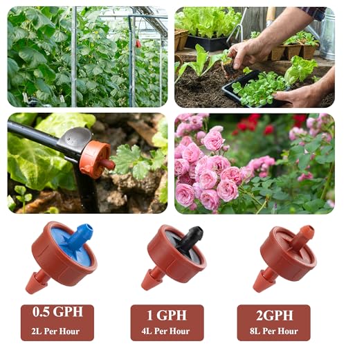 60Pcs 0.5 GPH Pressure Compensating Irrigation Spot Drippers,Constant Flow Barb Outlet Watering Dripper Emitters Heads Parts for 1/4 Inch Watering Tubing Line for Garden Pots Plant Irrigation Systems - color: 0.5 GPH 60PCS