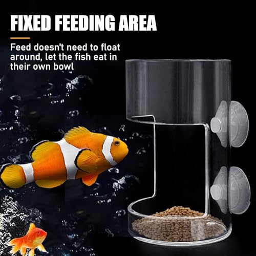 Fish Tank Dish Tray with Suction Cup 3.94x2.36 Inch Feeding Tube Turtle Transparent Fish Food Holder for Turtle Shrimp Betta Feeding (Round) - size: Round