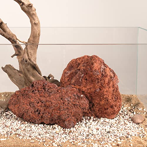 LANDEN Red Lava Stones (16lbs,3~10inch,11pcs) Aquarium Rock for Aquascaping Terrariums, Paludariums,Vivariums, Reptile and Amphibian Enclosures, Fish Tank Decoration Landscape Stone - size: 03 Red Lava Stones（3-10inch,16lbs）