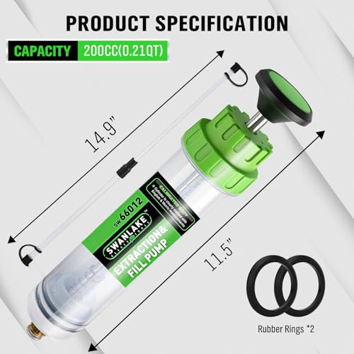 SWANLAKE 200cc Fluid Extractor, Extraction&Fill Pump,Fluid Syringe Pump Manual Suction Vacuum Fuel Car Transfer - size: 200ML