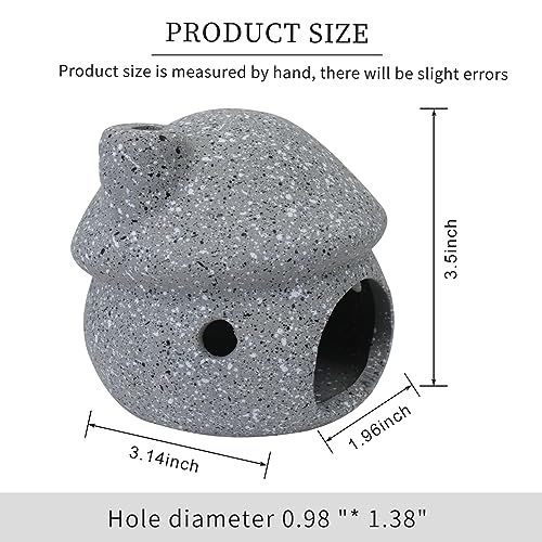 WishLotus Aquarium Cave Decoration, Durable Ceramic Fish Tank Decoration Mushroom House Aquarium Hidden Cave for Fish and Shrimp Rest Play and Natural Breeding (Grey) - color: Gray