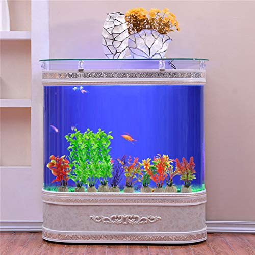 WAFJAMF Aquarium Fish Tank Green Plastic Artificial Plants 10.6 inch High Set of 3Pcs