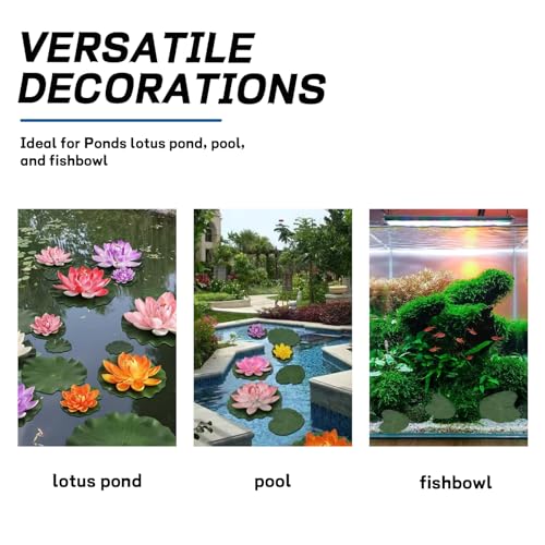 BRBASAP 6Pcs Realistic Floating Lily Pads for Ponds Artificial Foam Lotus Leaves for Pond Decor Plastic Water Lily Pads Foliage for Pool Koi Fish Patio Aquarium Lifelike Pond Plants