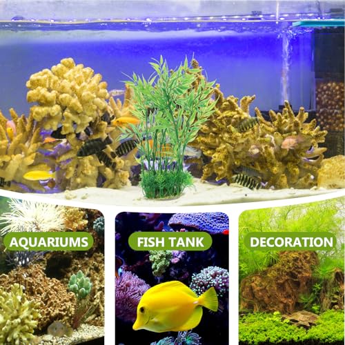 VOSAREA 2pcs Artificial Aquarium Plants Plastic Aquarium Bamboo Fish Tank Accessories Green Fish Tank Decorations for Aquarium Decor Plastic Plants (2.75X1.97X9.82in)